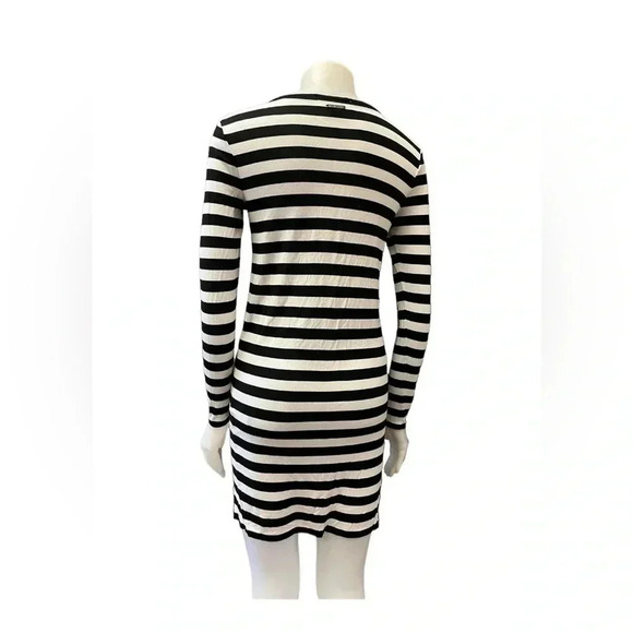 Michael Kors Long Sleeve Black White Stripe Mini Size XS - Picture 2 of 8